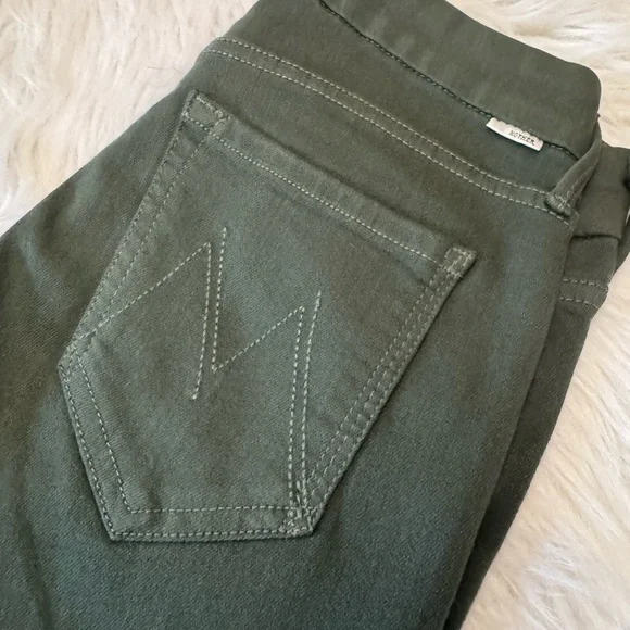 Mother Looker Ankle Fray Skinny Just For Kicks Emerald Green Denim Jeans Size 25 - Picture 11 of 16